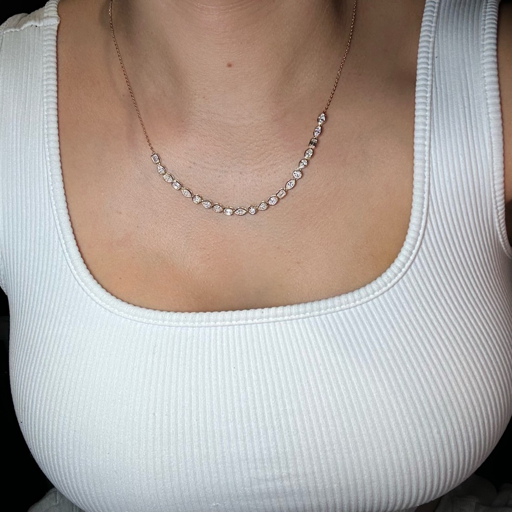4.46 carat multi shape bezel lab diamond necklace